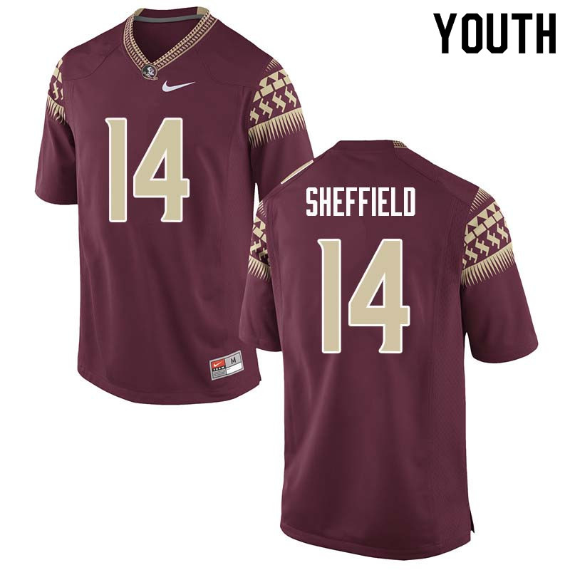 Youth #14 Deonte Sheffield Florida State Seminoles College Football Jerseys Sale-Garnet - Click Image to Close